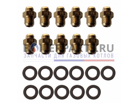 купить Комплект форсунок LPG на сжиженный газ D 0,79 (11шт) для котлов Ferroli 39819600 - цена с доставкой